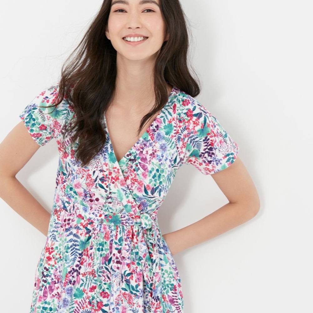 NWT Joules sz 4 floral wrap midi dress
